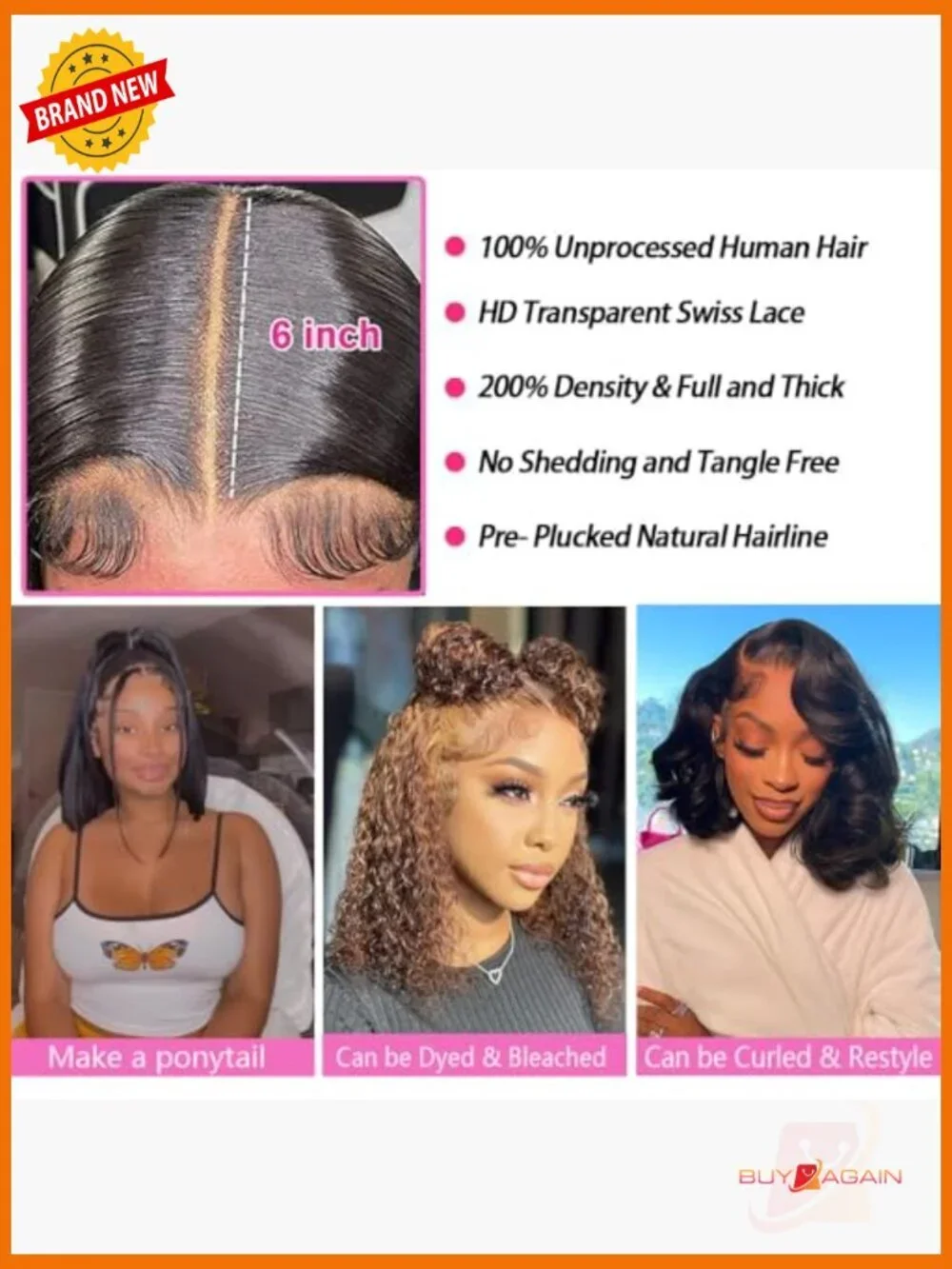 13x6 Lace Front Wig Human Hair Pre Plucked Straight Bob Glueless